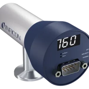 Đầu đo chân không Active Pirani INFICON PGE300 tích hợp màn hình hiển thị và relay điều khiển.